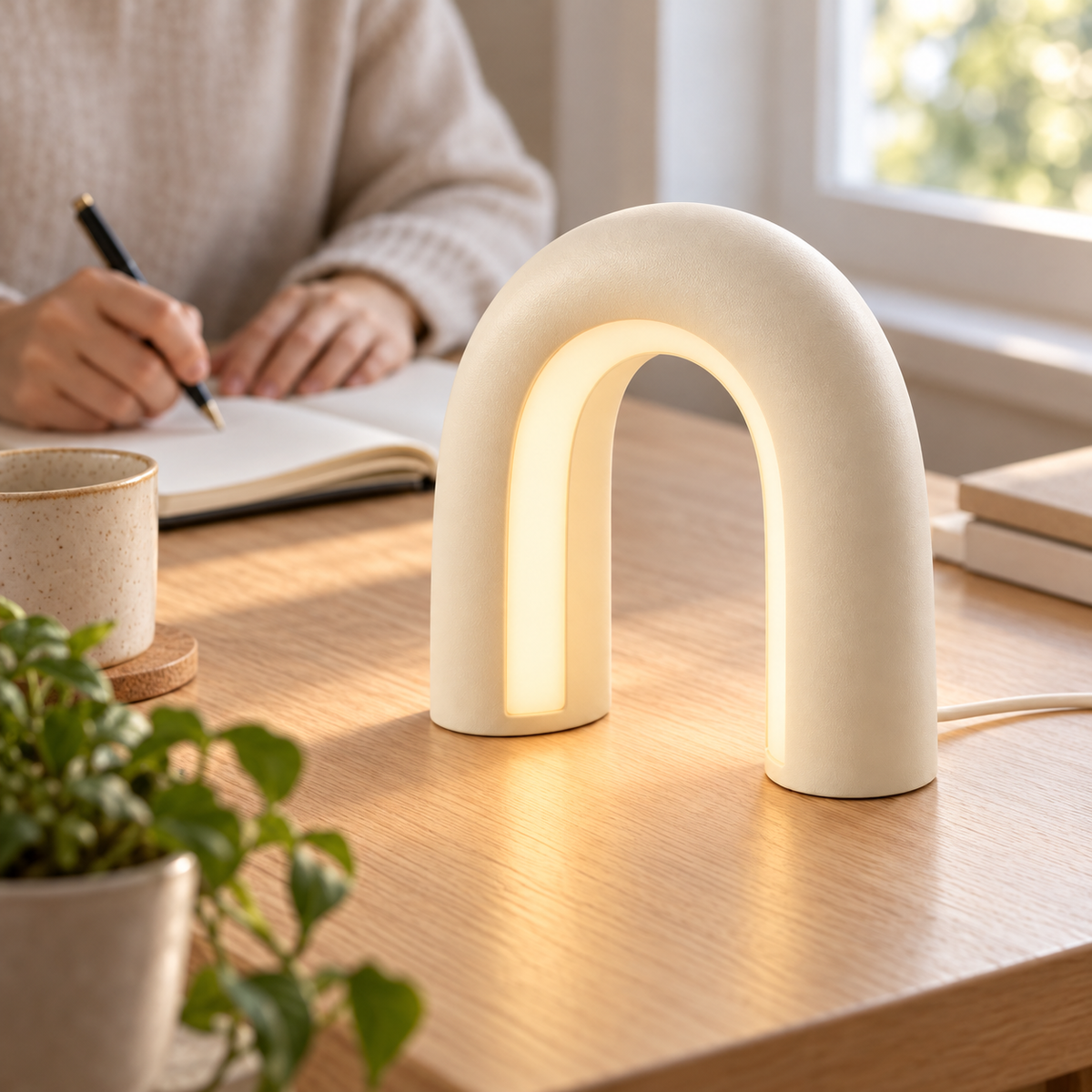 Everlumaor Cream Arch Table Lamp