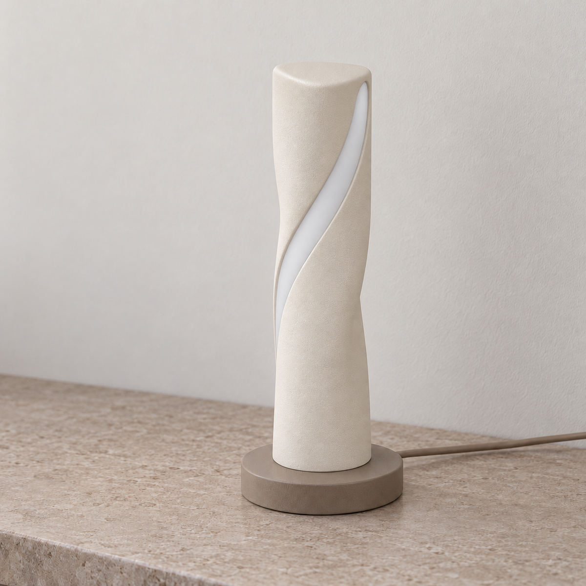 Everlumaor Cream Spiral Column Table Lamp