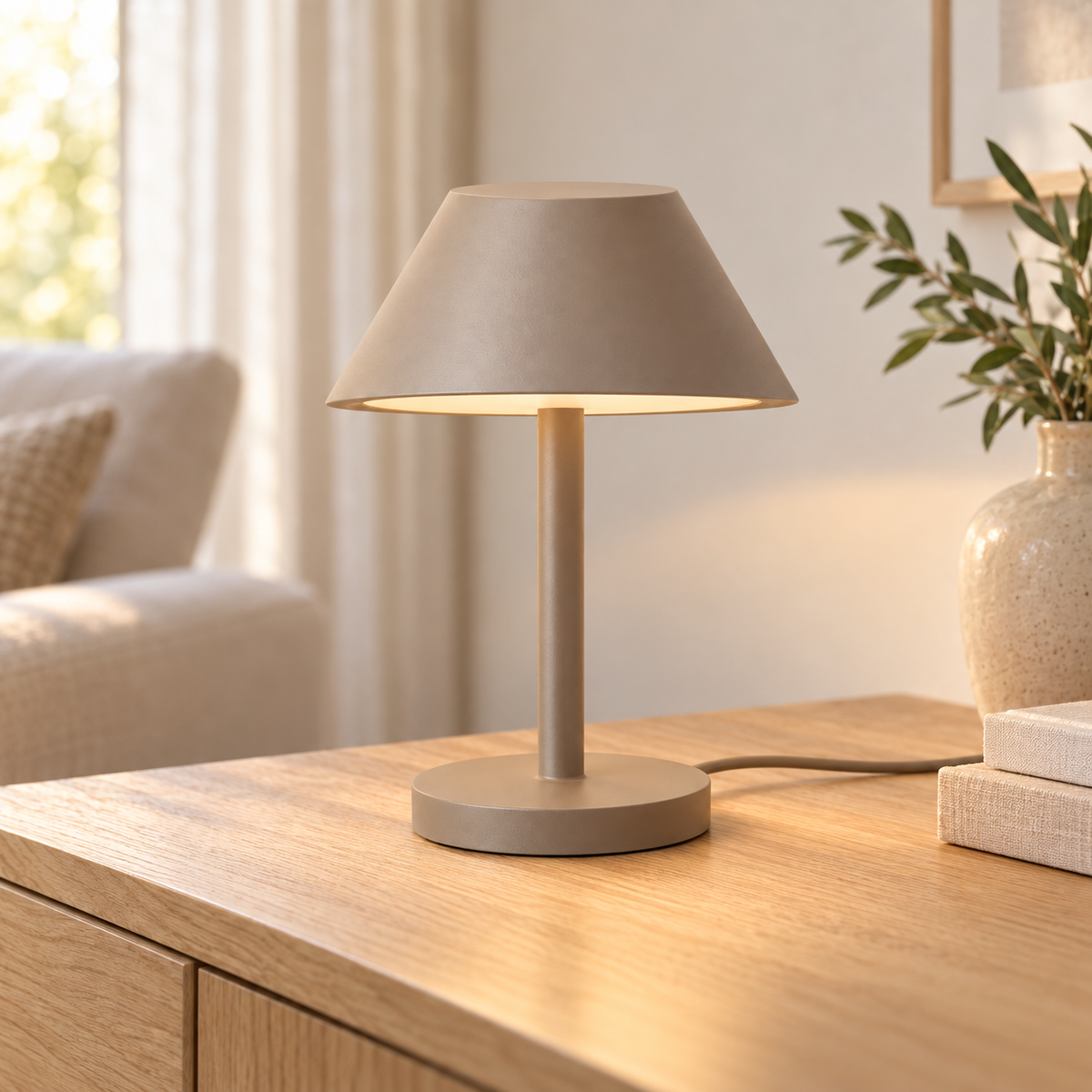Everlumaor Taupe Minimal Table Lamp