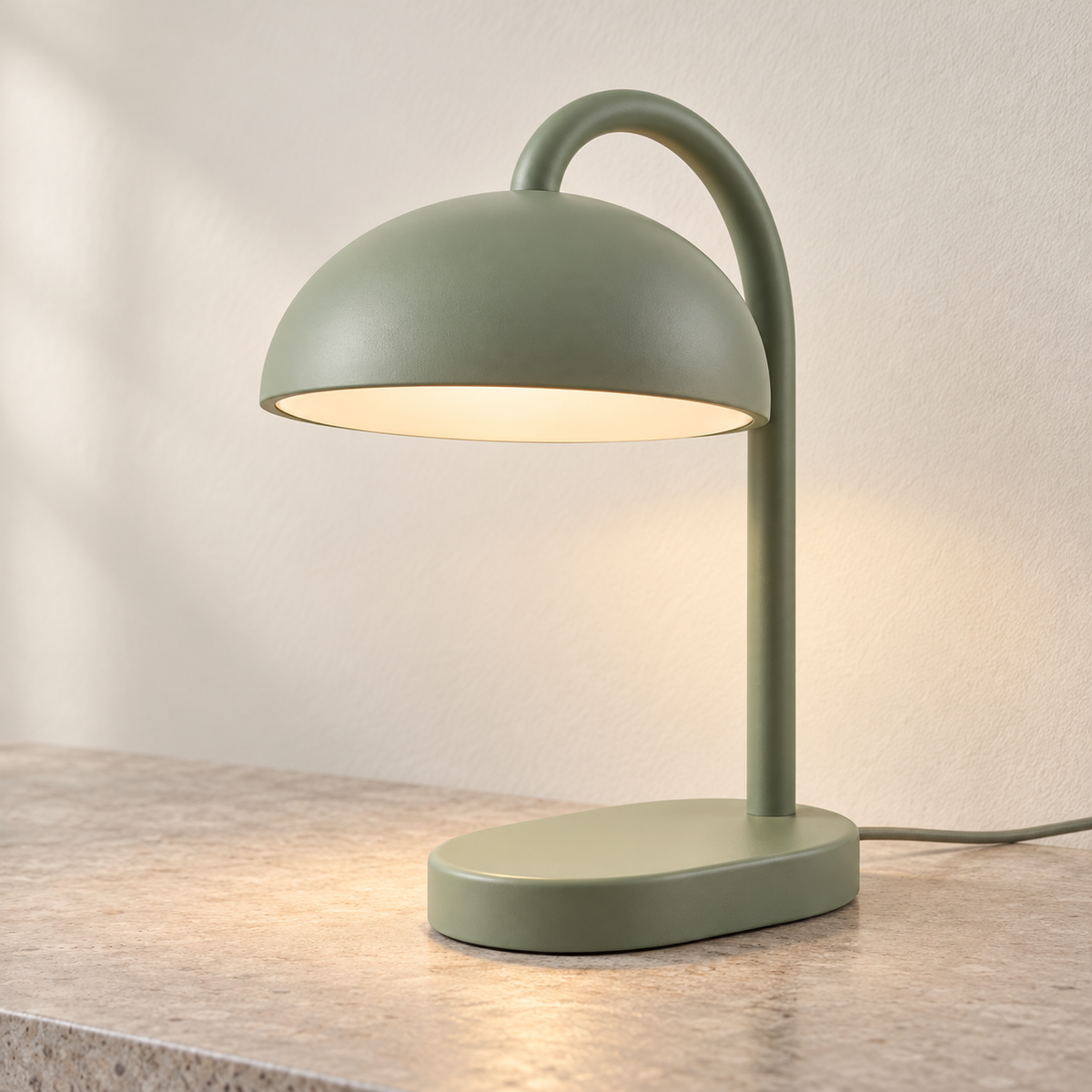 Everlumaor Sage Green Curved Arm Table Lamp