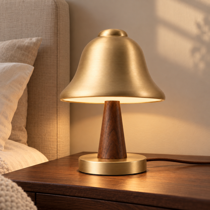 Everlumaor Gold-Tone Bell Shade Table Lamp