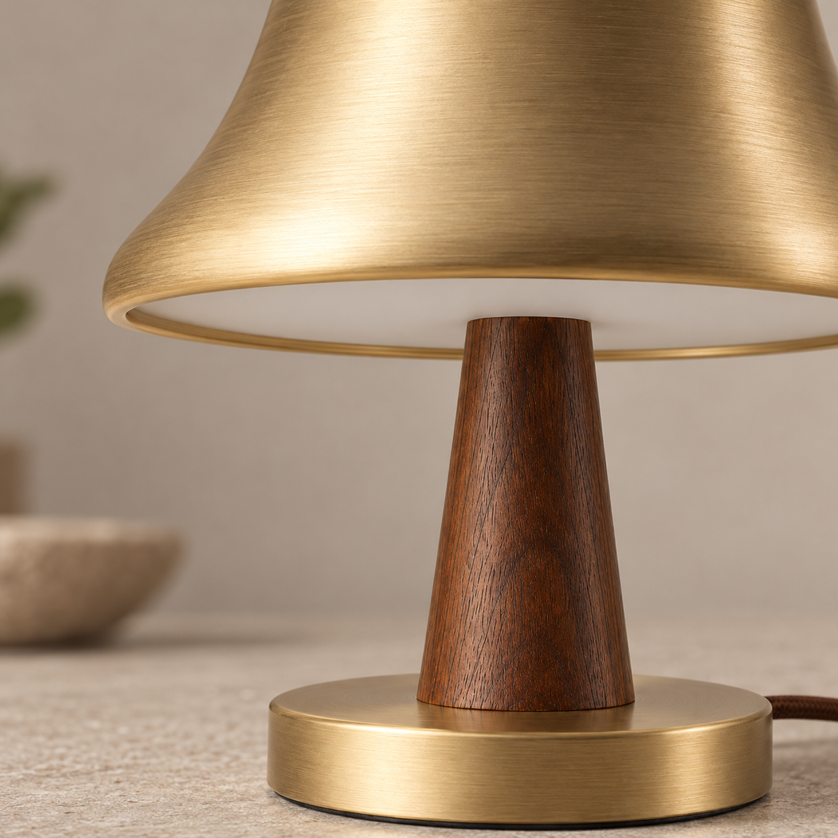 Everlumaor Gold-Tone Bell Shade Table Lamp