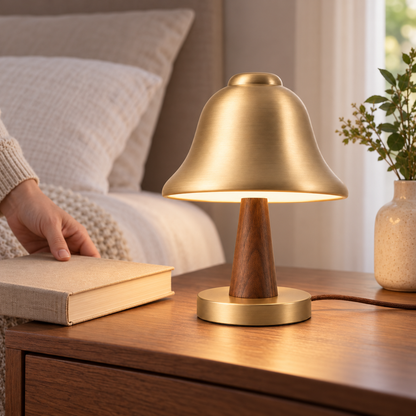 Everlumaor Gold-Tone Bell Shade Table Lamp
