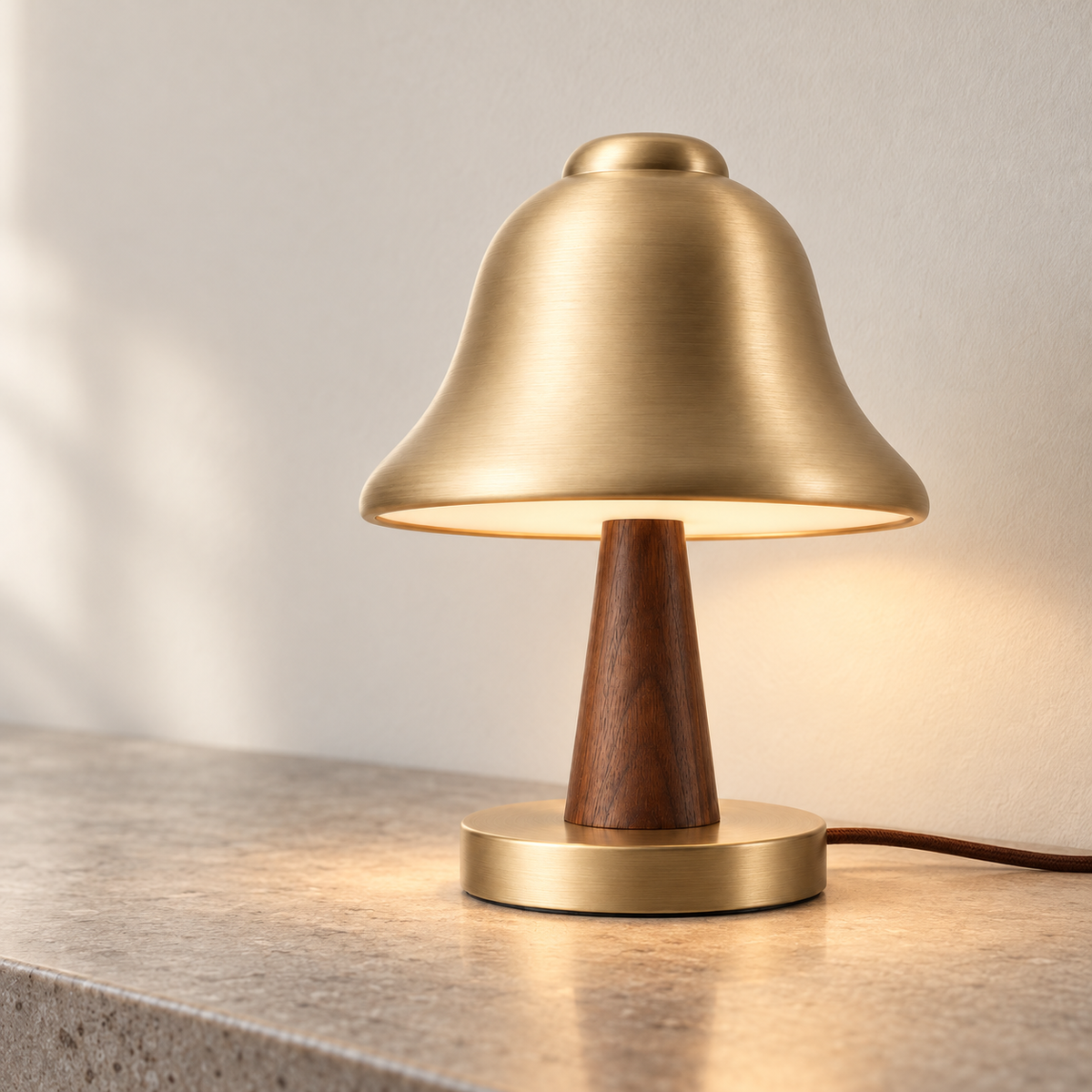Everlumaor Gold-Tone Bell Shade Table Lamp