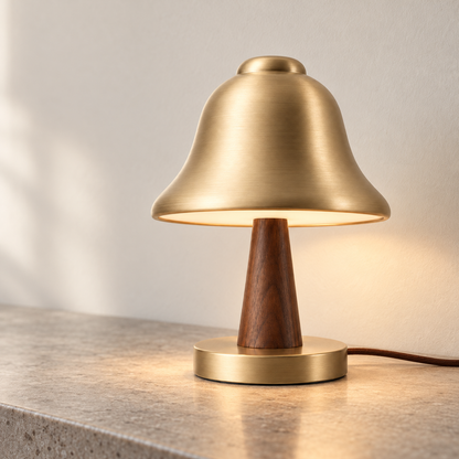 Everlumaor Gold-Tone Bell Shade Table Lamp