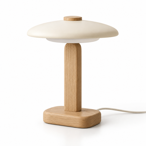 Everlumaor Wood-Look Dome Shade Table Lamp