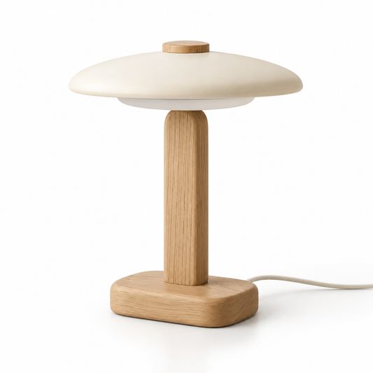 Everlumaor Wood-Look Dome Shade Table Lamp