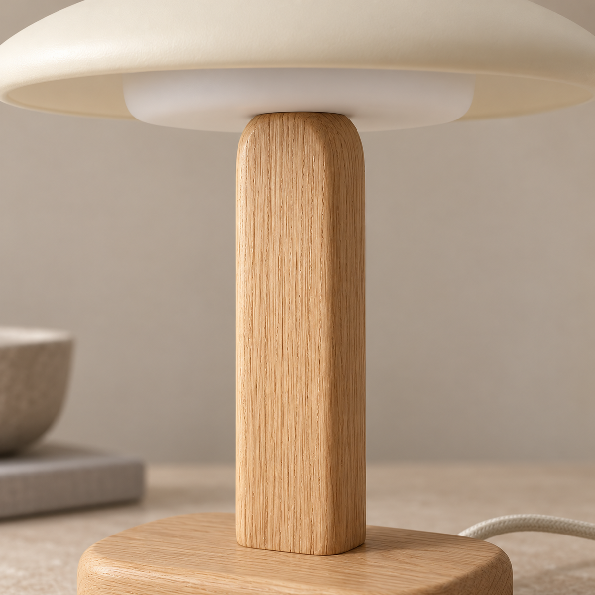 Everlumaor Wood-Look Dome Shade Table Lamp
