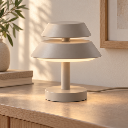 Everlumaor Taupe Layered Shade Table Lamp
