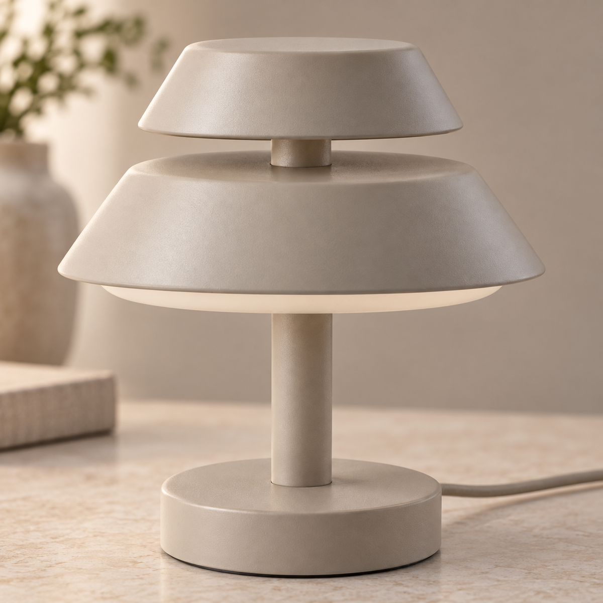 Everlumaor Taupe Layered Shade Table Lamp