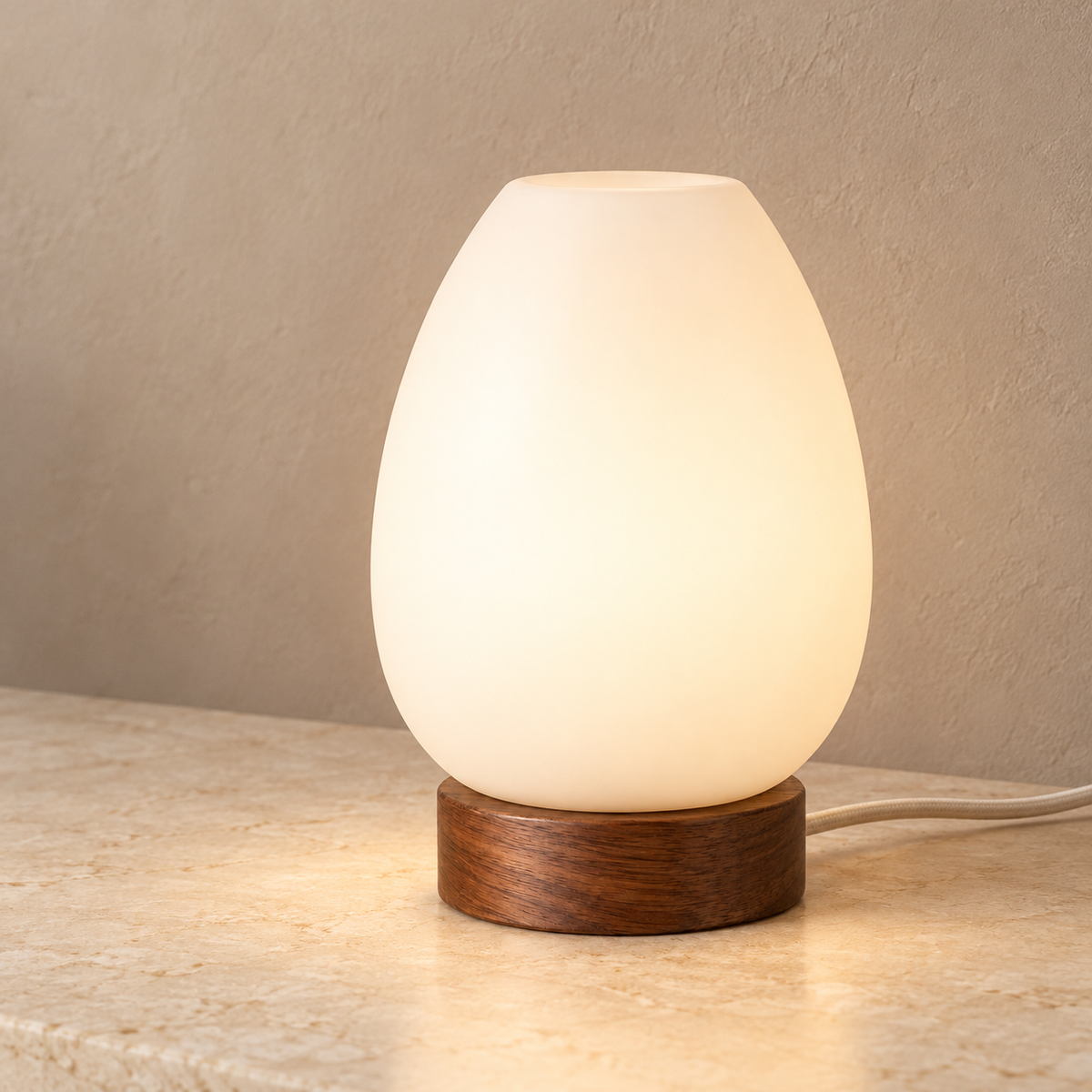 Everlumaor Frosted Glass-Look Oval Table Lamp