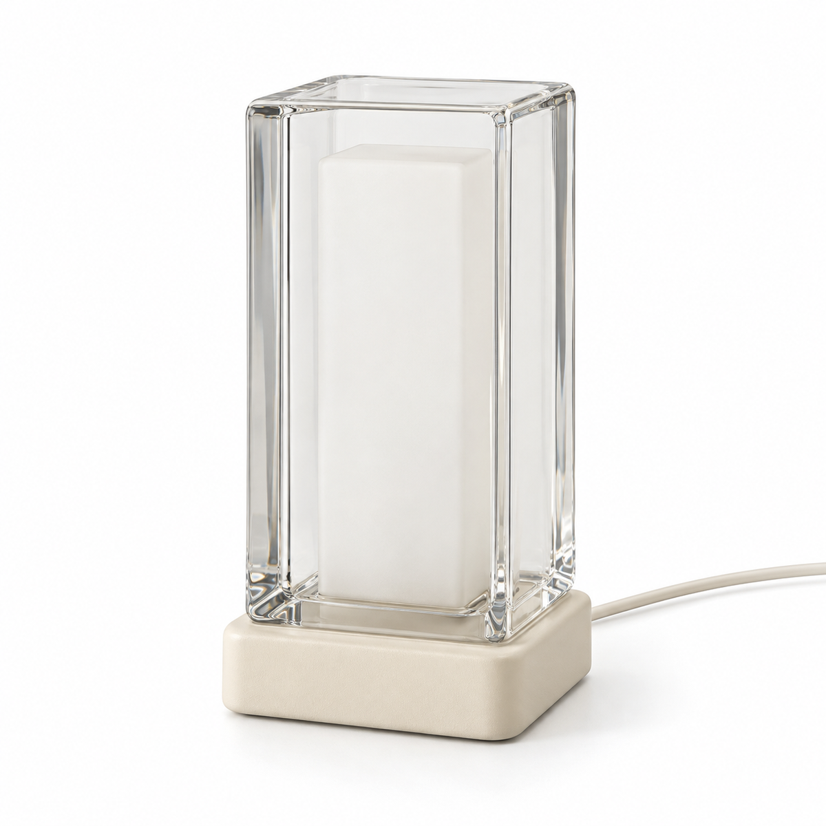 Everlumaor Clear Glass-Look Rectangular Table Lamp