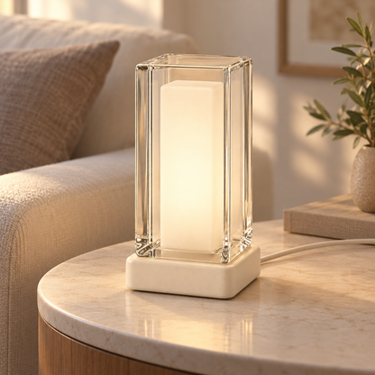 Everlumaor Clear Glass-Look Rectangular Table Lamp