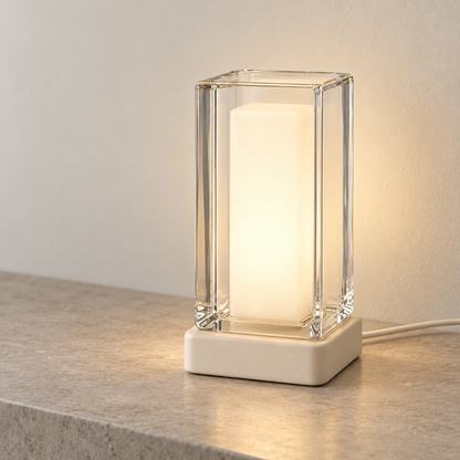Everlumaor Clear Glass-Look Rectangular Table Lamp