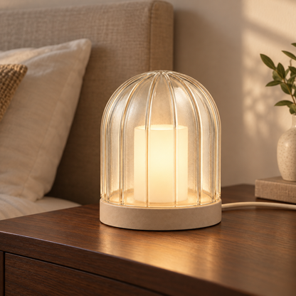 Everlumaor Clear Ribbed Dome Table Lamp