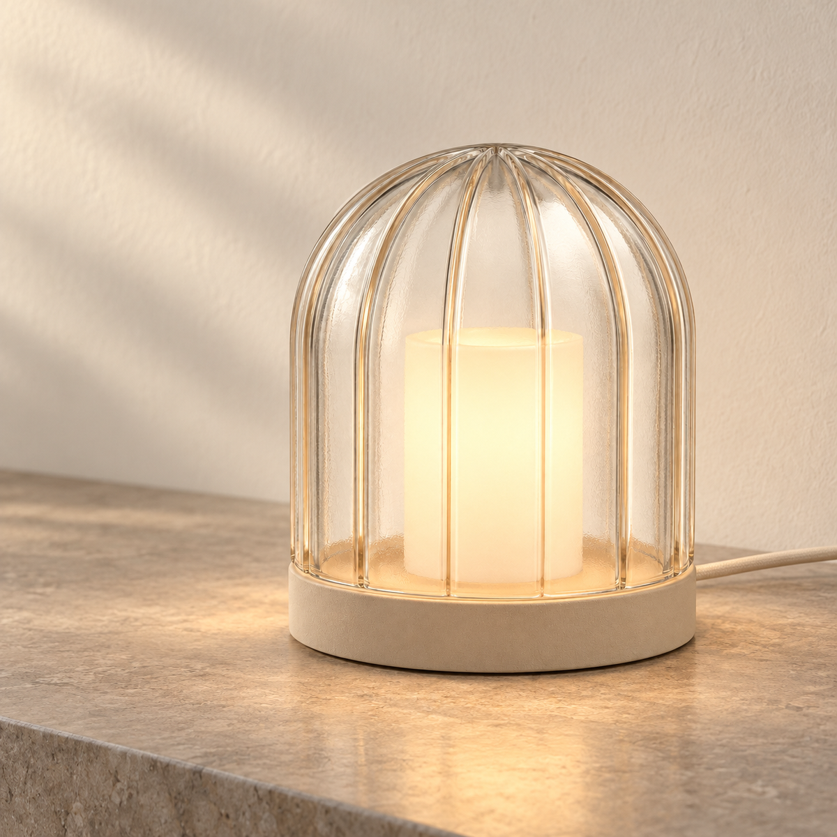 Everlumaor Clear Ribbed Dome Table Lamp