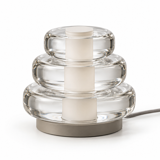 Everlumaor Clear Stacked Ring Glass-Look Table Lamp