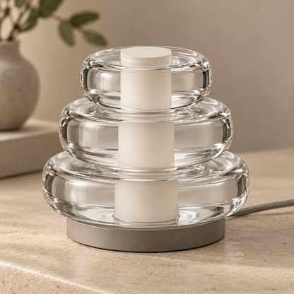 Everlumaor Clear Stacked Ring Glass-Look Table Lamp