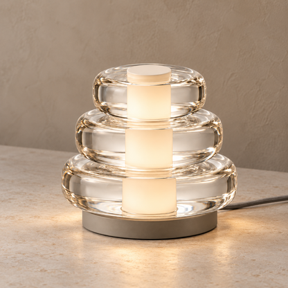 Everlumaor Clear Stacked Ring Glass-Look Table Lamp