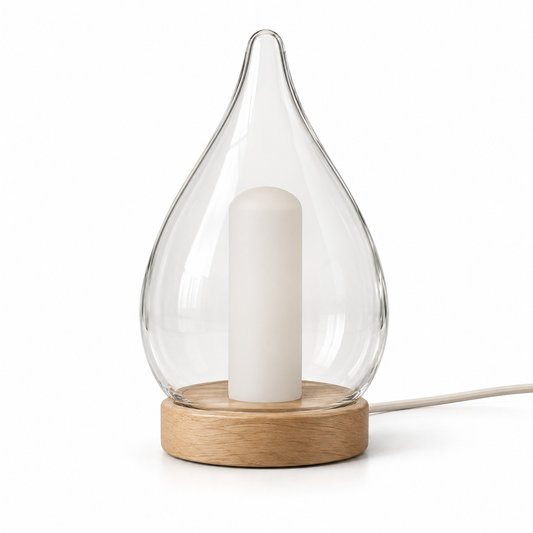 Everlumaor Clear Glass-Look Teardrop Table Lamp