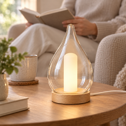 Everlumaor Clear Glass-Look Teardrop Table Lamp