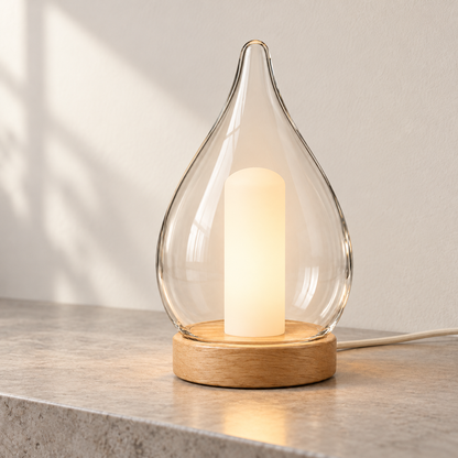Everlumaor Clear Glass-Look Teardrop Table Lamp