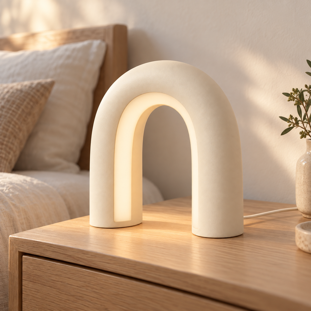 Everlumaor Cream Arch Table Lamp
