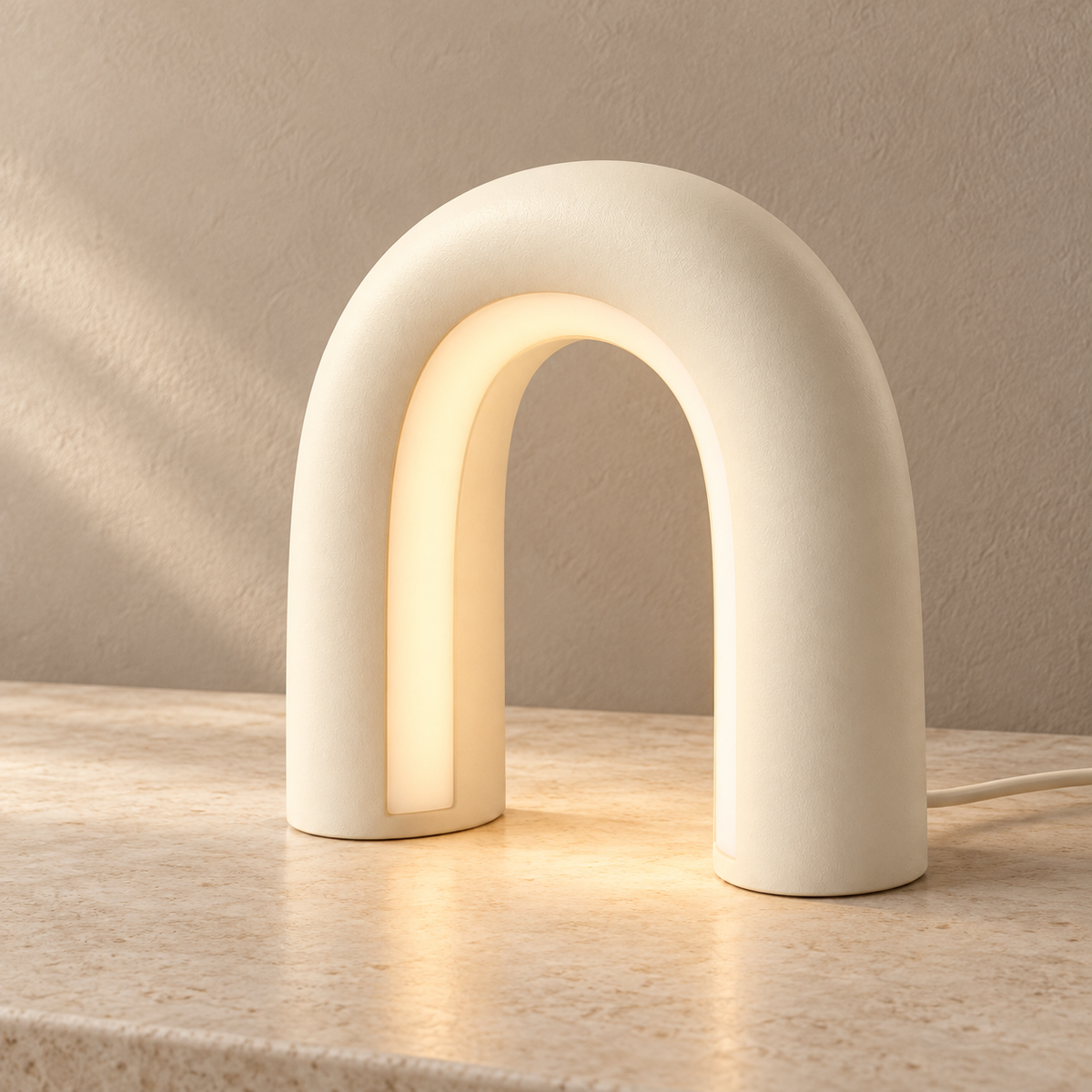 Everlumaor Cream Arch Table Lamp