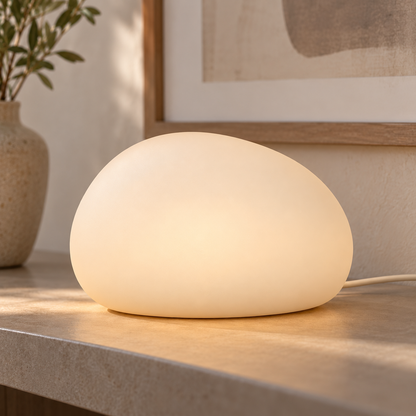 Everlumaor Cream Pebble Table Lamp