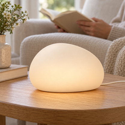 Everlumaor Cream Pebble Table Lamp