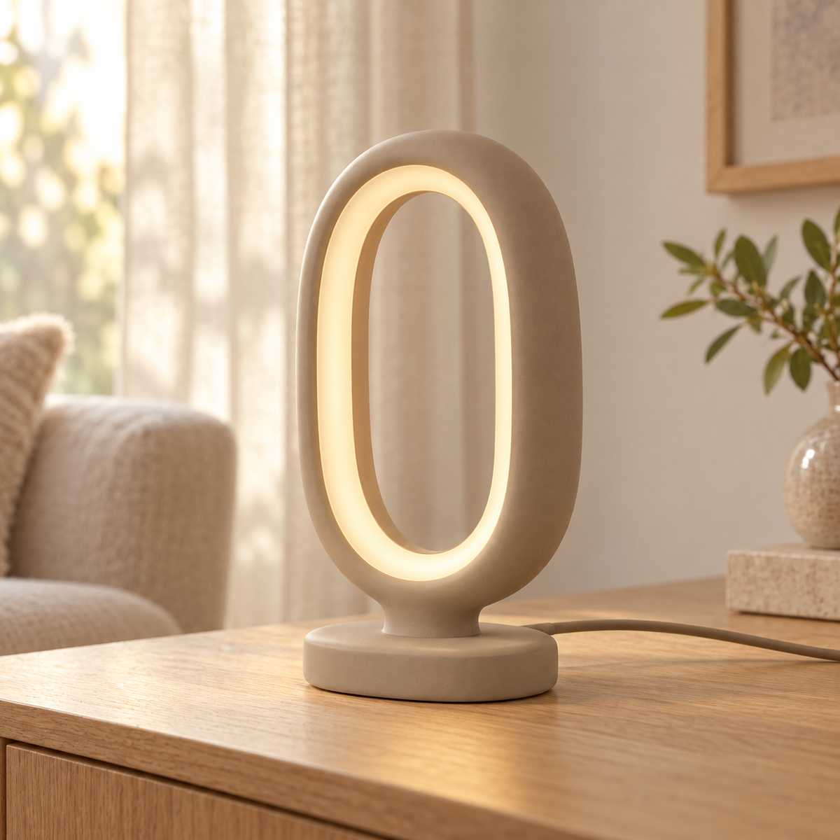 Everlumaor Taupe Oval Loop Table Lamp