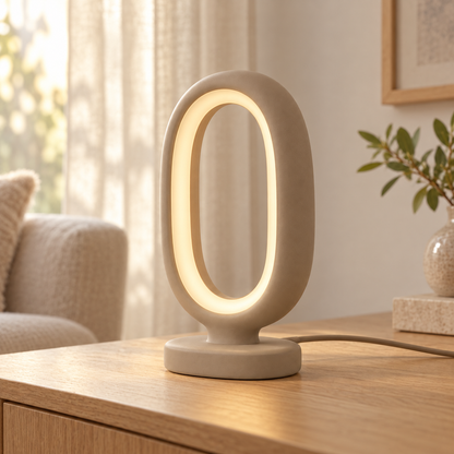 Everlumaor Taupe Oval Loop Table Lamp