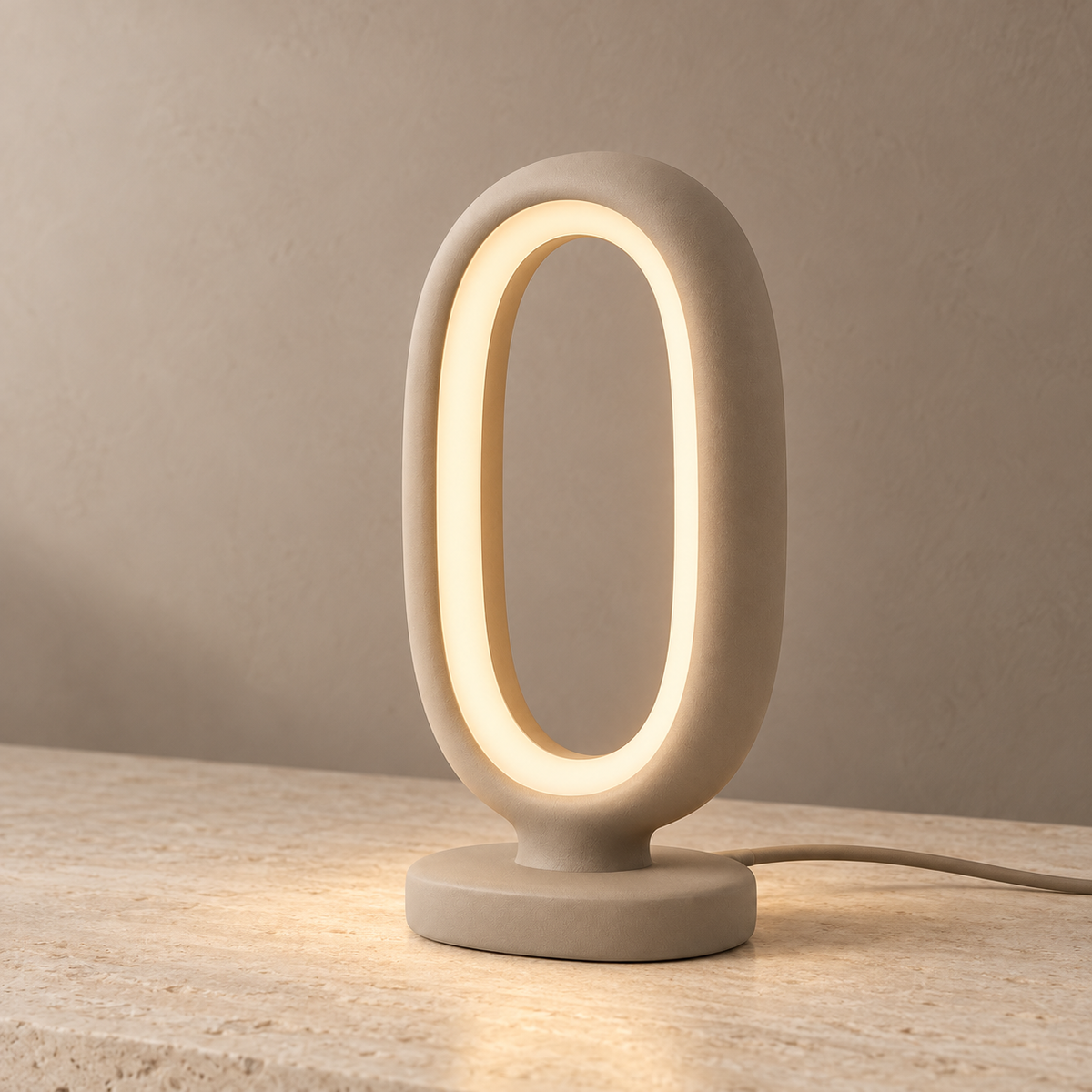 Everlumaor Taupe Oval Loop Table Lamp