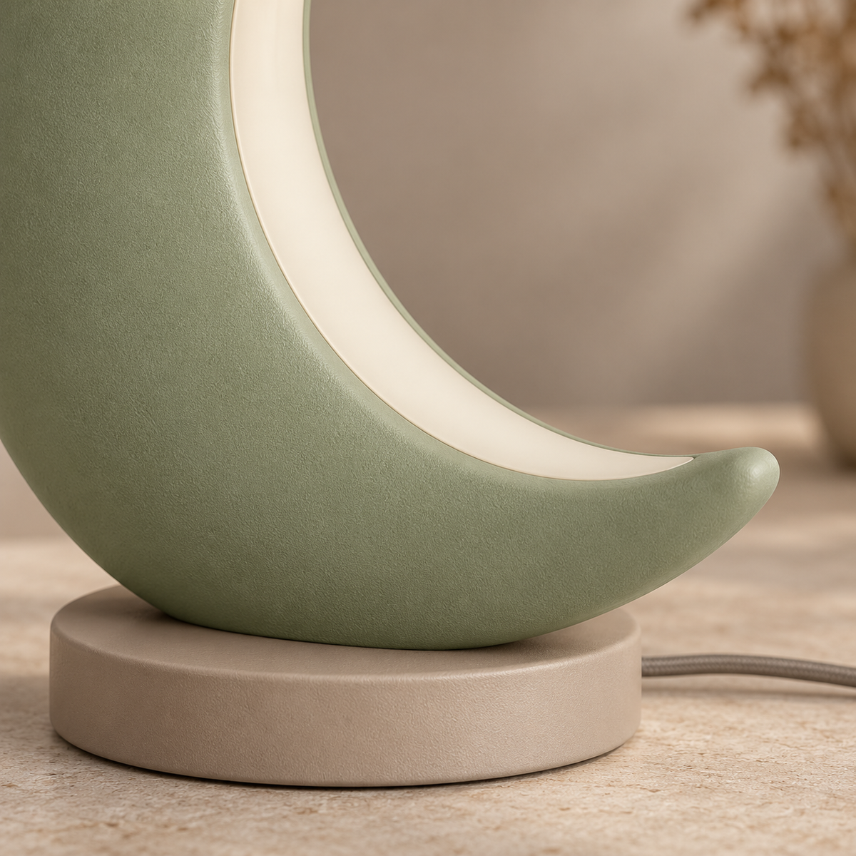 Everlumaor Sage Green Crescent Moon Table Lamp
