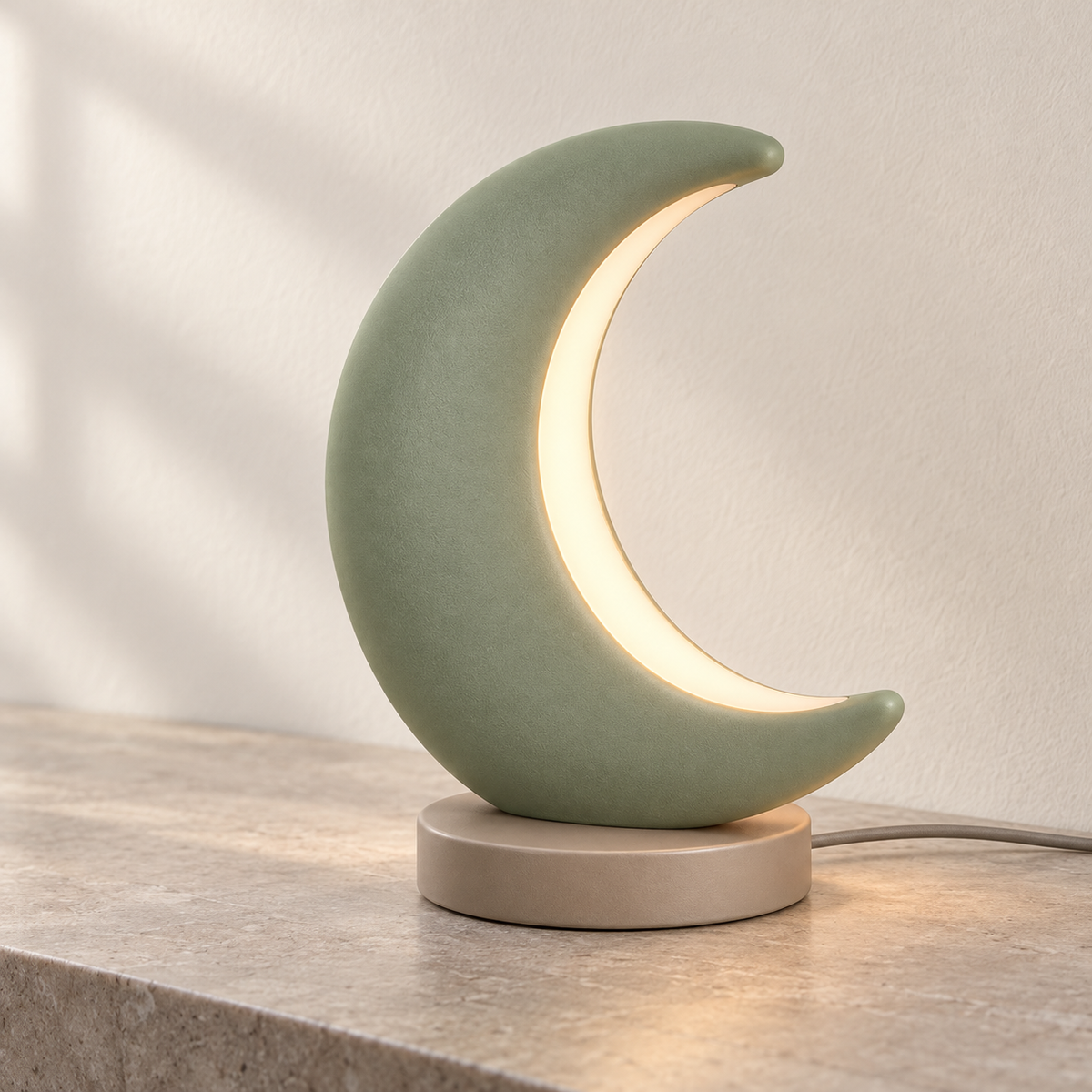 Everlumaor Sage Green Crescent Moon Table Lamp
