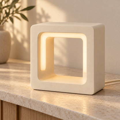 Everlumaor Cream Square Frame Table Lamp