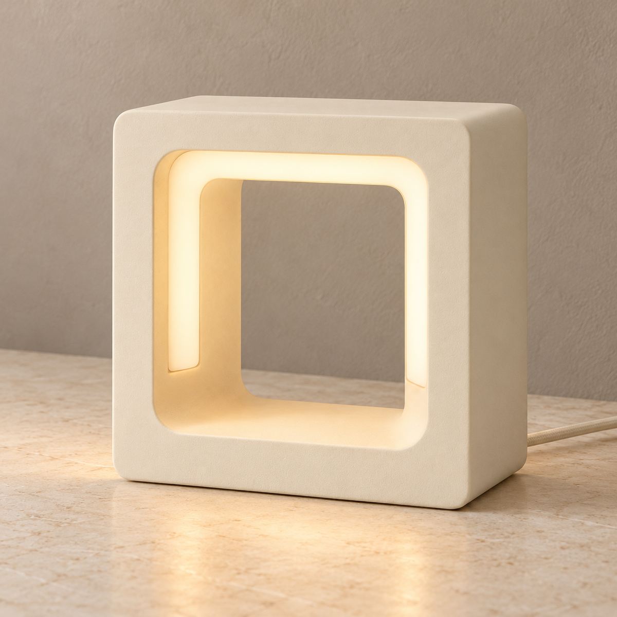 Everlumaor Cream Square Frame Table Lamp