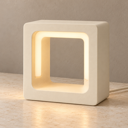 Everlumaor Cream Square Frame Table Lamp