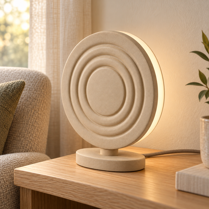 Everlumaor Taupe Concentric Circle Table Lamp