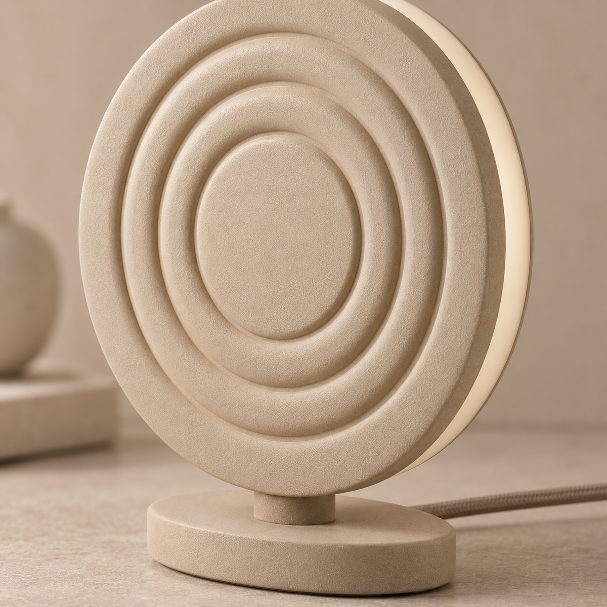 Everlumaor Taupe Concentric Circle Table Lamp