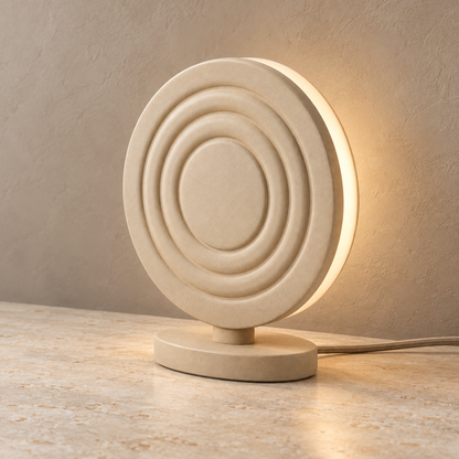 Everlumaor Taupe Concentric Circle Table Lamp