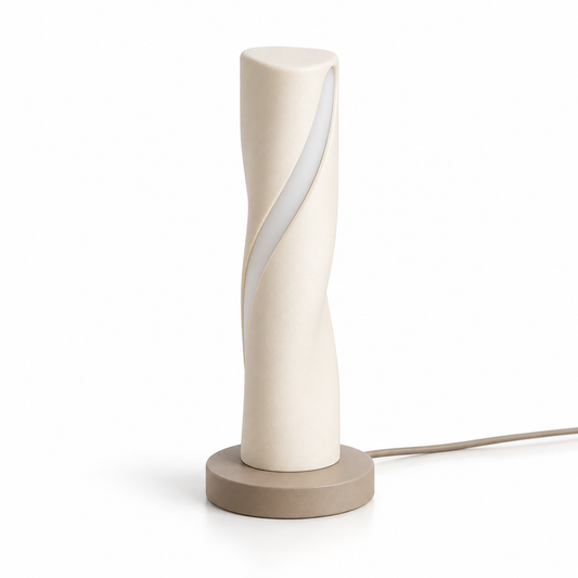 Everlumaor Cream Spiral Column Table Lamp