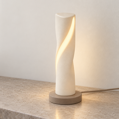 Everlumaor Cream Spiral Column Table Lamp